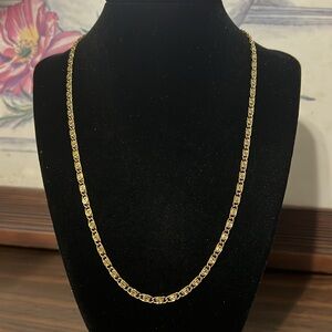 Gold plated stainless steel twisted link chain necklace
